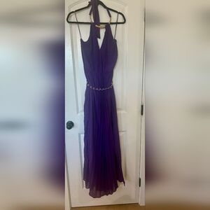 Miss Avenue Strapless Dress in Deep Purple with Gold Detail NWT